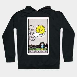 Card #64 - Ace Of Pentacles - Rider Waite Smith Tarot Hoodie